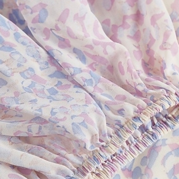 Express Floral Frenzy Pastel Smock Waist Ruffle Balloon Sleeve Mini Dress & Top - Picture 15 of 16